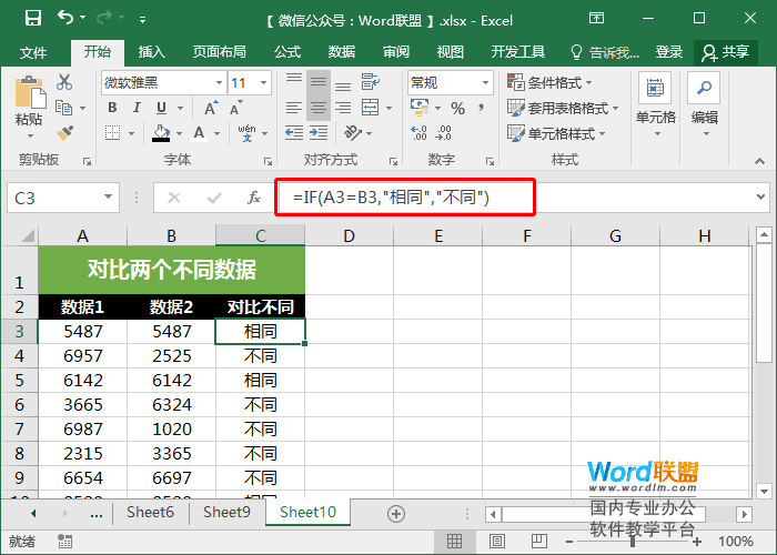 对比不同数据