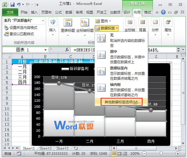 Excel2010图表制作：线柱盈利分析图